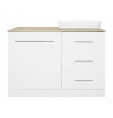 Респект -110 Тумба с 3 ящ. под стиральную машину правая (белая ПВХ/Дуб Тиссано)