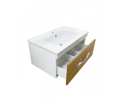 Приобрести Турин -100 Тумба подвесная орех глянец/белый в магазине сантехники Santeh-Crystal.ru