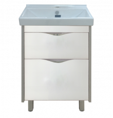Фест - 60 Тумба 2 ящ. Белая эмаль Стекло