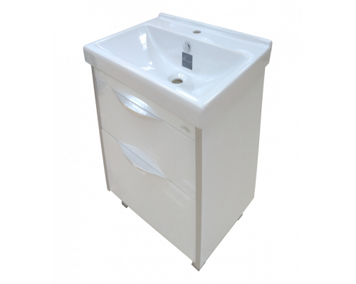 Купить Фест - 60 Тумба 2 ящ. Белая эмаль Стекло в магазине сантехники Santeh-Crystal.ru