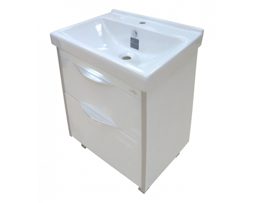 Купить Фест - 80 Тумба 2 ящ. Белая эмаль Стекло в магазине сантехники Santeh-Crystal.ru