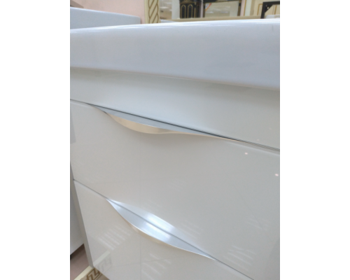 Купить Фест - 80 Тумба 2 ящ. Белая эмаль Стекло в магазине сантехники Santeh-Crystal.ru