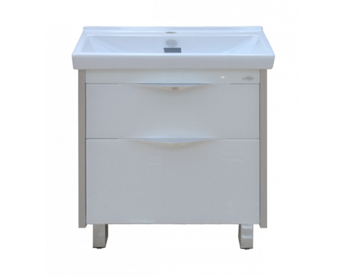 Купить Фест - 80 Тумба 2 ящ. Белая эмаль Стекло в магазине сантехники Santeh-Crystal.ru