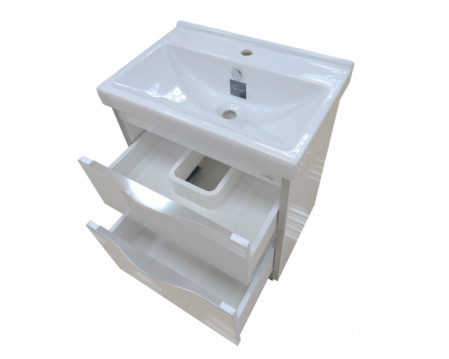 Купить Фест - 80 Тумба 2 ящ. Белая эмаль Стекло в магазине сантехники Santeh-Crystal.ru