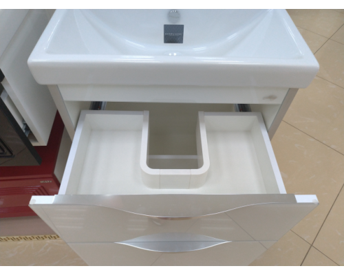 Купить Фест - 80 Тумба 2 ящ. Белая эмаль Стекло в магазине сантехники Santeh-Crystal.ru