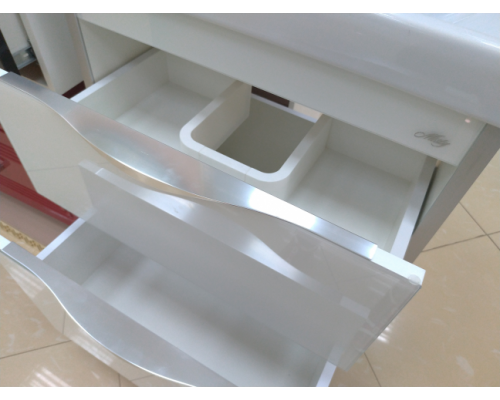 Купить Фест - 80 Тумба 2 ящ. Белая эмаль Стекло в магазине сантехники Santeh-Crystal.ru