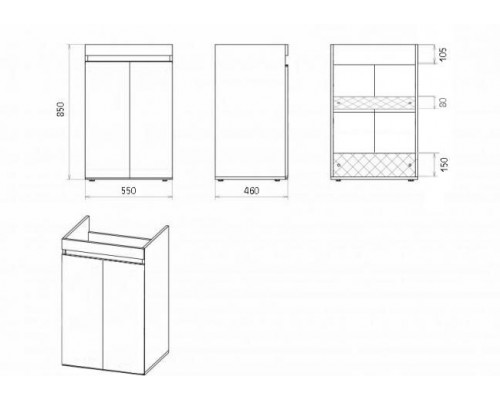 Заказать Фостер - 55 Тумба напольная прямая под стиральную машину О в магазине сантехники Santeh-Crystal.ru