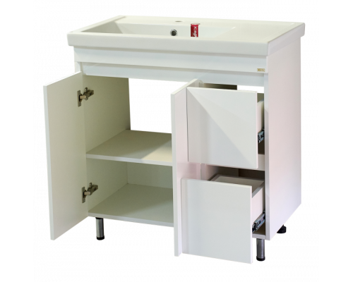 Купить Фостер - 80 Тумба напольная с 2 ящ. правое крыло белая в магазине сантехники Santeh-Crystal.ru