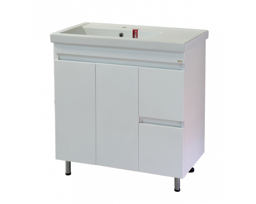 Купить Фостер - 80 Тумба напольная с 2 ящ. правое крыло белая в магазине сантехники Santeh-Crystal.ru