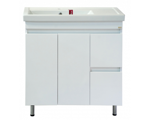 Купить Фостер - 80 Тумба напольная с 2 ящ. правое крыло белая в магазине сантехники Santeh-Crystal.ru