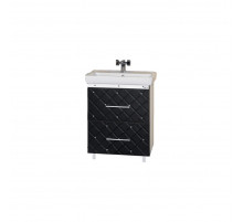 Гранд LUXE - 60 Тумба с 2 ящ. черно/белая кожа CRISTALLO