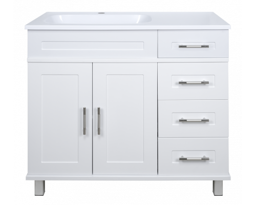 Заказать Купер - 90 Тумба напольная с 4 ящ. левая белая в магазине сантехники Santeh-Crystal.ru