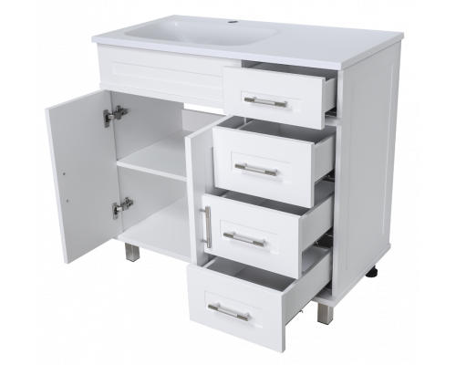 Заказать Купер - 90 Тумба напольная с 4 ящ. левая белая в магазине сантехники Santeh-Crystal.ru