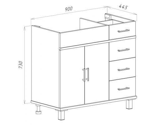Заказать Купер - 90 Тумба напольная с 4 ящ. левая белая в магазине сантехники Santeh-Crystal.ru