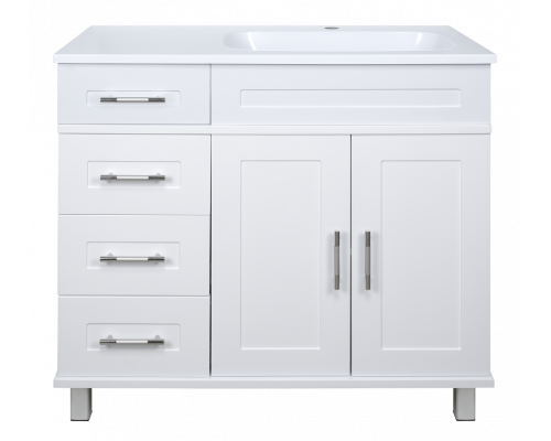 Приобрести Купер - 90 Тумба напольная с 4 ящ. правая белая в магазине сантехники Santeh-Crystal.ru