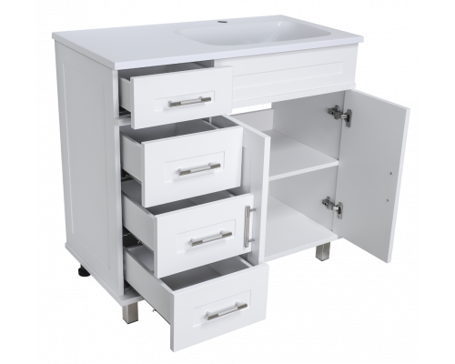 Приобрести Купер - 90 Тумба напольная с 4 ящ. правая белая в магазине сантехники Santeh-Crystal.ru