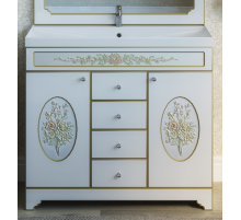 Milano - 80 Тумба с 4 ящиками бел.патина/декор