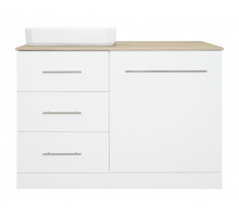 Респект -120 Тумба с 3 ящ. под стиральную машину левая (белая ПВХ/Дуб Тиссано)