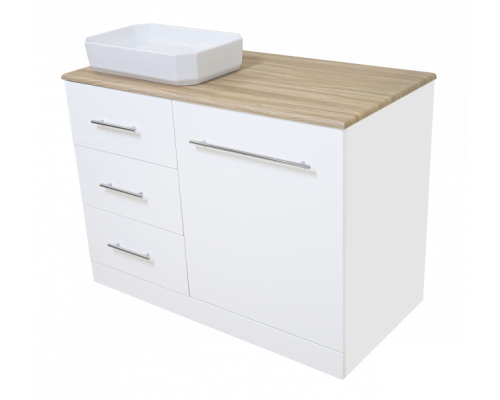 Приобрести Респект -120 Тумба с 3 ящ. под стиральную машину левая (белая ПВХ/Дуб Тиссано) в магазине сантехники Santeh-Crystal.ru