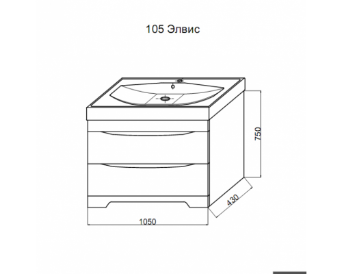 Заказать Элвис -105 Тумба напольная с 2 ящ. белая эмаль в магазине сантехники Santeh-Crystal.ru