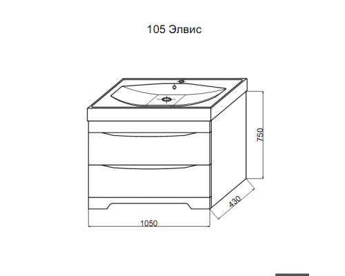 Купить Элвис -105 Тумба подвесная с 2 ящ.белая эмаль в магазине сантехники Santeh-Crystal.ru
