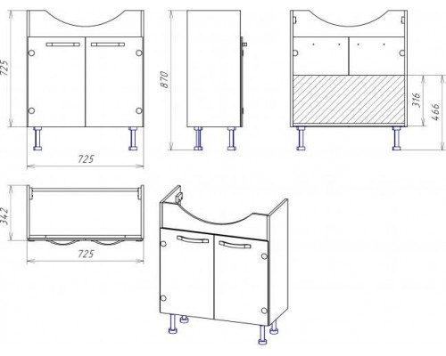 Заказать Эмма - 75 Тумба прямая сиреневая в магазине сантехники Santeh-Crystal.ru