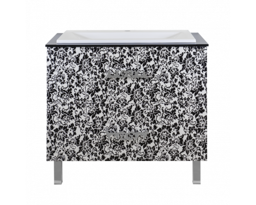 Купить Мадлен BOSTON - 80 Тумба с 2 ящ. комб. черно-белая в магазине сантехники Santeh-Crystal.ru