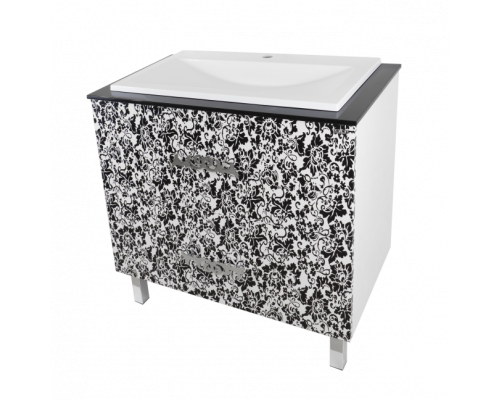 Купить Мадлен BOSTON - 80 Тумба с 2 ящ. комб. черно-белая в магазине сантехники Santeh-Crystal.ru