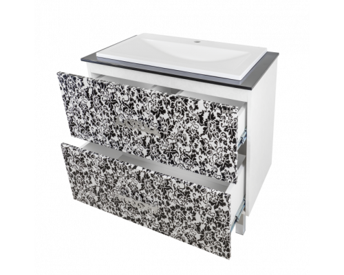 Купить Мадлен BOSTON - 80 Тумба с 2 ящ. комб. черно-белая в магазине сантехники Santeh-Crystal.ru