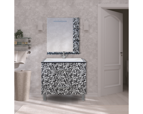 Купить Мадлен BOSTON - 80 Тумба с 2 ящ. комб. черно-белая в магазине сантехники Santeh-Crystal.ru