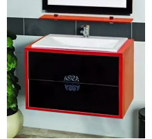 Бостон - 80 Тумба подвесная с 2 ящ.черно-красный пластик