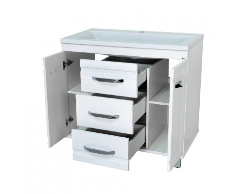 Приобрести Терра - 90 Тумба с 3 ящ. белая в магазине сантехники Santeh-Crystal.ru
