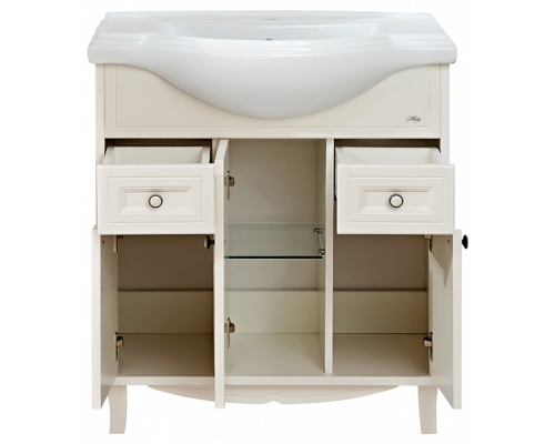 Приобрести Шармель - 80 Тумба с 2 ящ. светло-бежевая эмаль / раковина в магазине сантехники Santeh-Crystal.ru