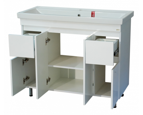 Приобрести Фостер -100 Тумба напольная с 2 ящ. белая / раковина в магазине сантехники Santeh-Crystal.ru