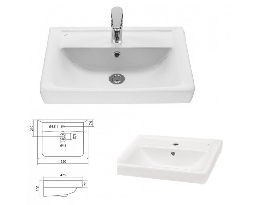 Купить Прима -  55 Тумба подвесная 2 ящ. красная эмаль направл. с доводч. / раковина в магазине сантехники Santeh-Crystal.ru