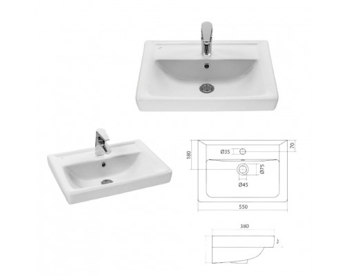 Приобрести Элен - 55 Тумба с 2 ящ. направл. с доводчиком / раковина в магазине сантехники Santeh-Crystal.ru