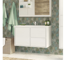 Барселона - 90 Тумба подвесная с 3 ящ. белая эмаль / раковина