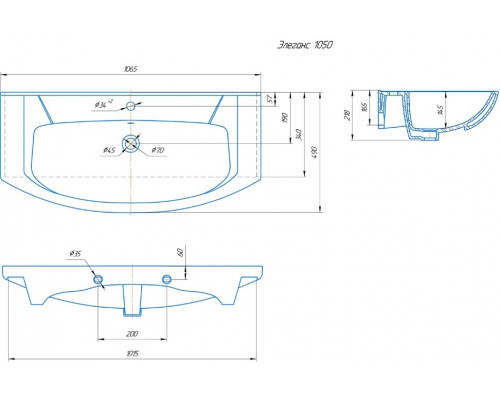 Заказать Балтика -105 Тумба прямая/раковина в магазине сантехники Santeh-Crystal.ru