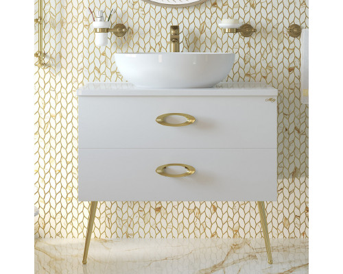 Заказать Маргарет - 80 Тумба напольная с 2 ящ. зол.ножк. / столешница / раковина в магазине сантехники Santeh-Crystal.ru