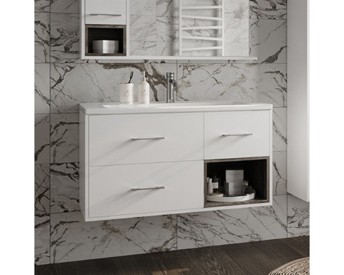 Купить Фетта -100 Тумба белая подв. с 3 ящ. и нишей / раковина в магазине сантехники Santeh-Crystal.ru