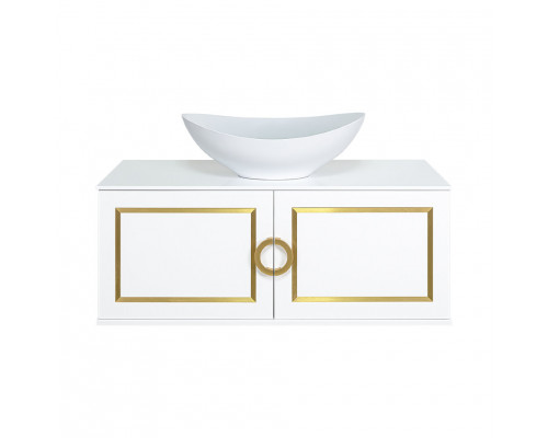 Приобрести STEFFANY -105 Тумба подвесная 2 дв. с латунными вставками / столешница / раковина в магазине сантехники Santeh-Crystal.ru