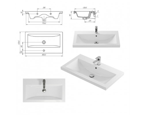 Заказать Фостер - 80 Тумба напольная с 2 ящ. белая / раковина в магазине сантехники Santeh-Crystal.ru