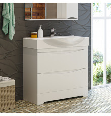 Элвис - 85 Тумба напольная с 2 ящ. белая эмаль / раковина