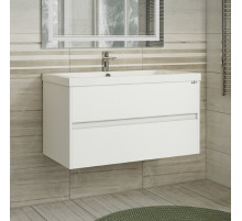 Алиса-100 тумба 2 ящ. подвесная белая эмаль / раковина