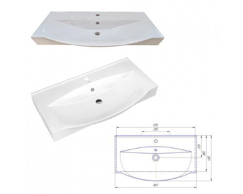 Купить Элвис - 85 Тумба подвесная 2 ящ. белая эмаль / раковина в магазине сантехники Santeh-Crystal.ru