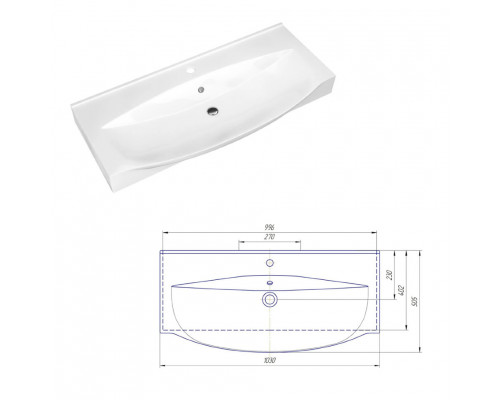 Купить Элвис -105 Тумба подвесная с 2 ящ.белая эмаль  / раковина в магазине сантехники Santeh-Crystal.ru
