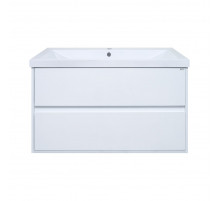 Алиса - 90 тумба 2 ящ. подвесная белая эмаль / раковина