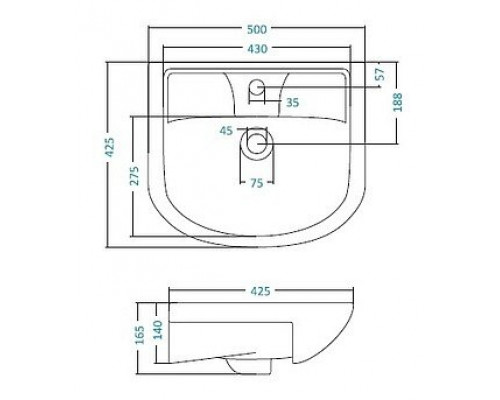 Приобрести Лаванда - 50 Тумба прямая белая / раковина в магазине сантехники Santeh-Crystal.ru