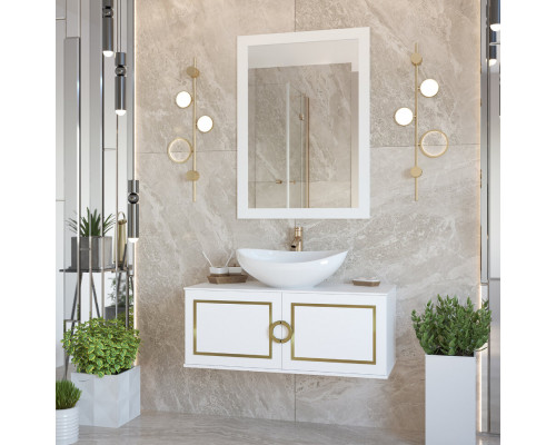 Приобрести STEFFANY -105 Тумба подвесная 2 дв. с латунными вставками / столешница / раковина в магазине сантехники Santeh-Crystal.ru