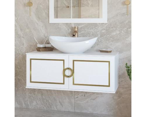 Приобрести STEFFANY -105 Тумба подвесная 2 дв. с латунными вставками / столешница / раковина в магазине сантехники Santeh-Crystal.ru